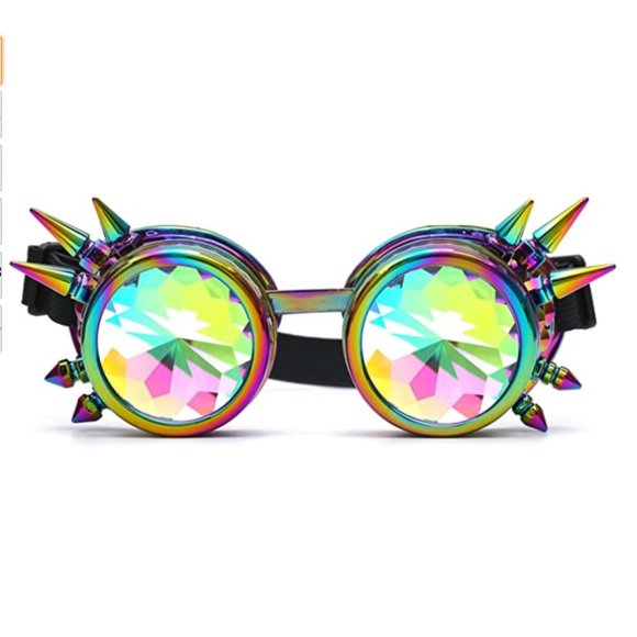 Rave Rainbow Crystal Lenses Steampunk Goggles… main image 4